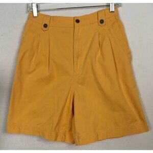 Liz Sport Shorts Women Size 10 Yellow Pleated Pockets High Rise